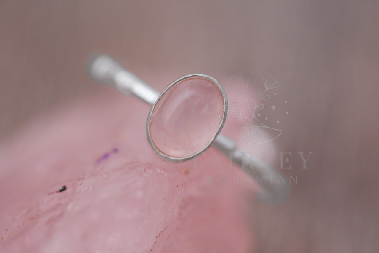 rose quartz adjustable gemstone ring