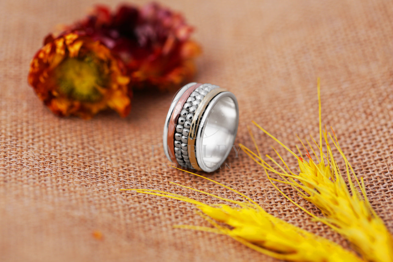 bohemian style spinner ring handmade solid sterling 925 silver