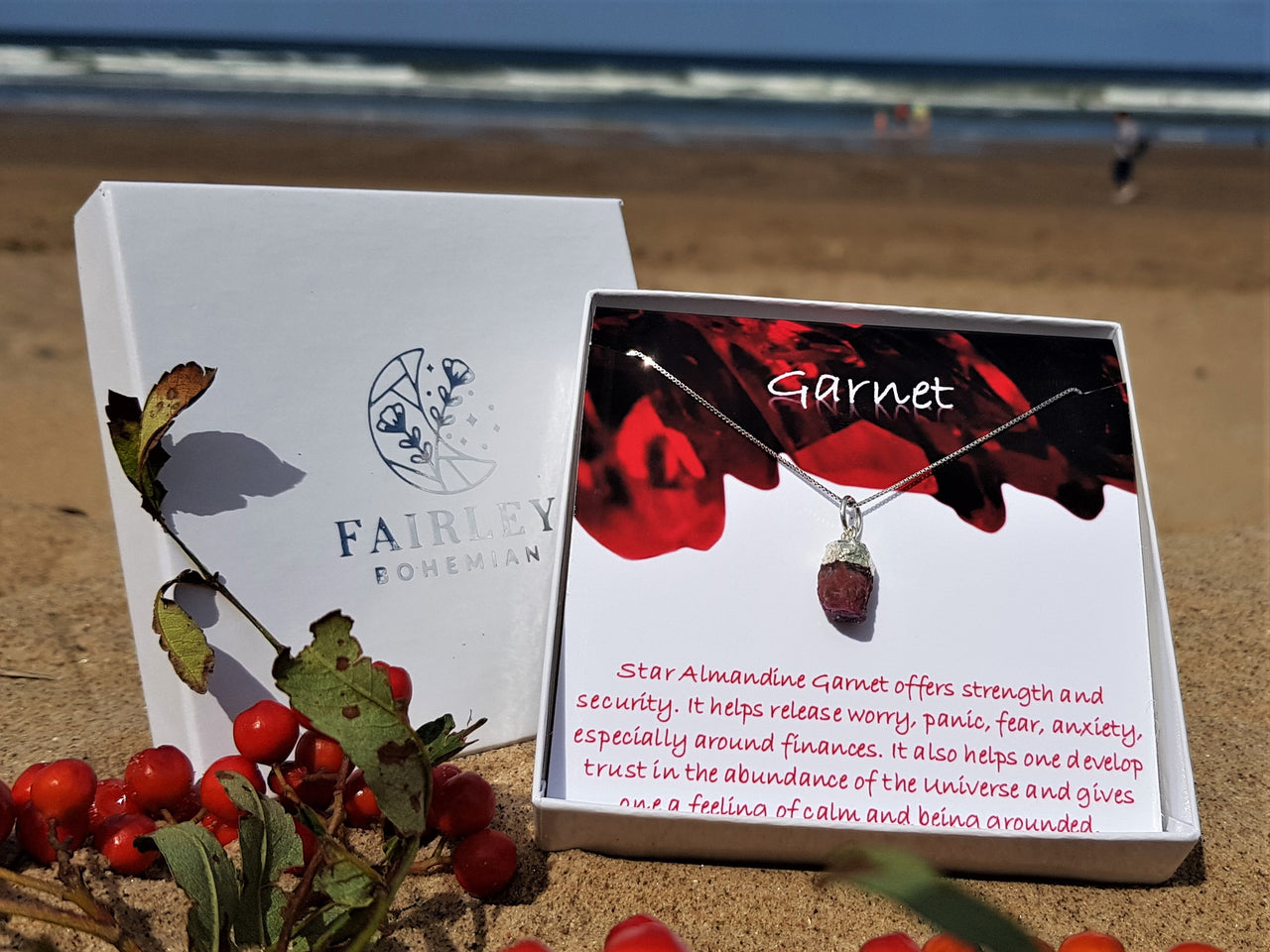 raw gemstone birthstone personalised necklace gift garnet january