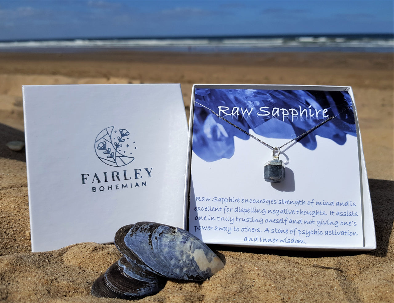 raw gemstone birthstone personalised necklace gift sapphire september