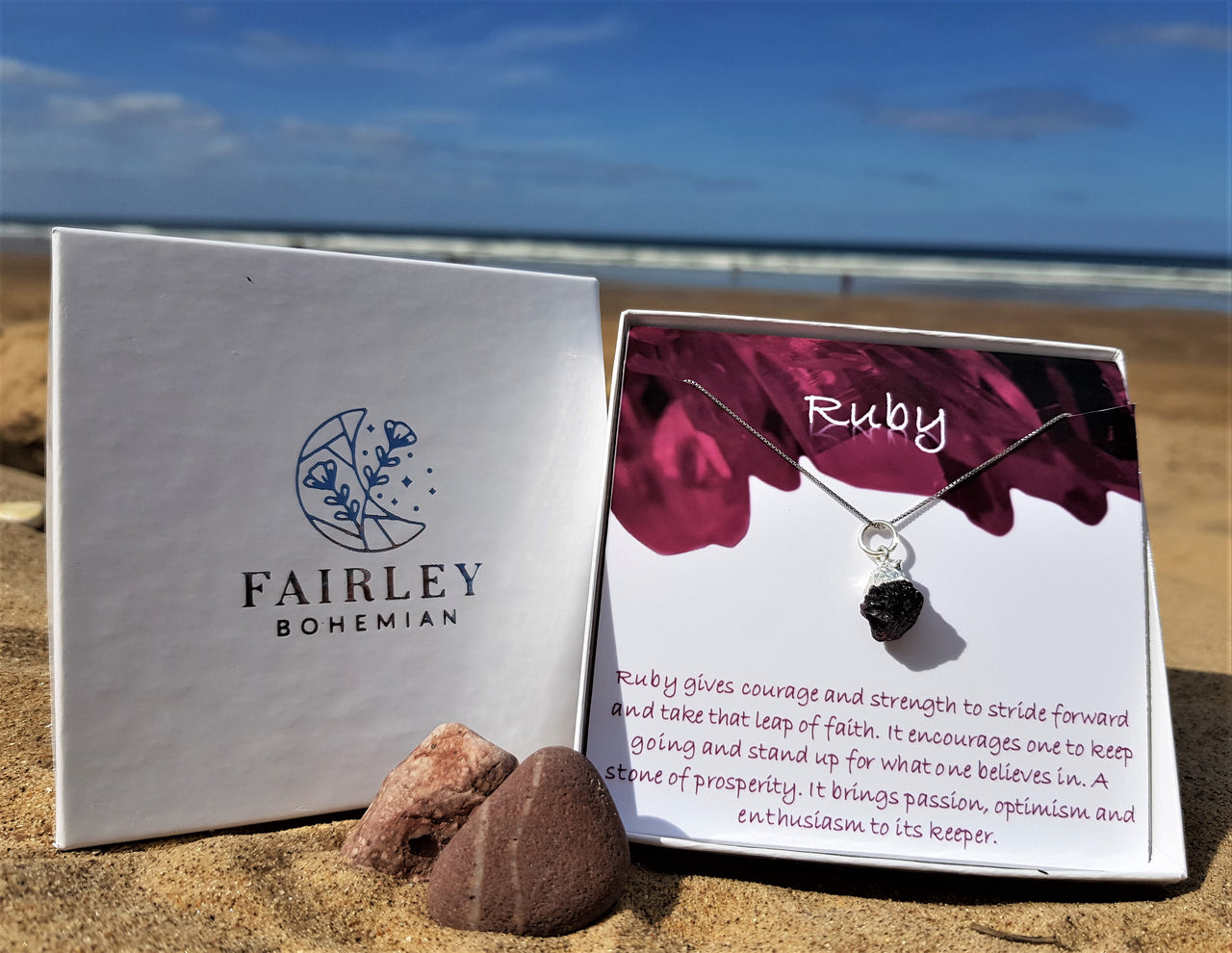 raw gemstone birthstone personalised necklace gift ruby july