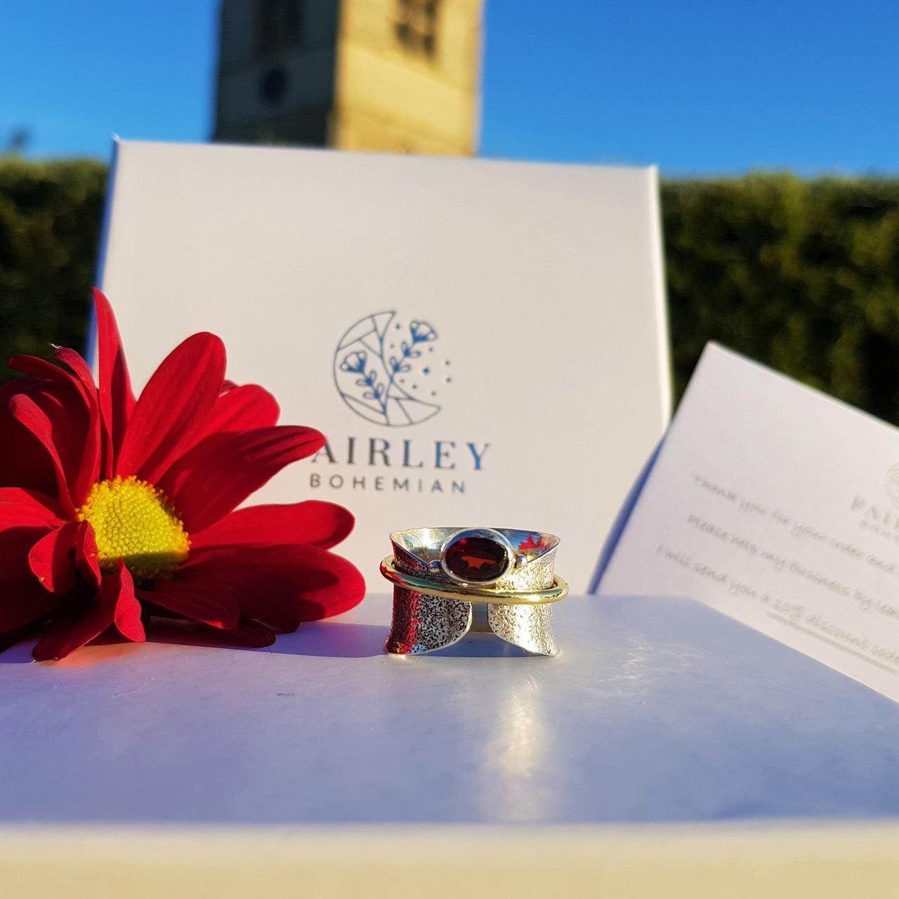 garnet spinner ring january birthstone