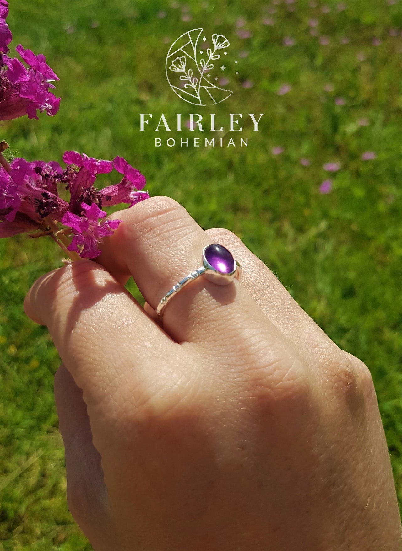 amethyst adjustable gemstone ring