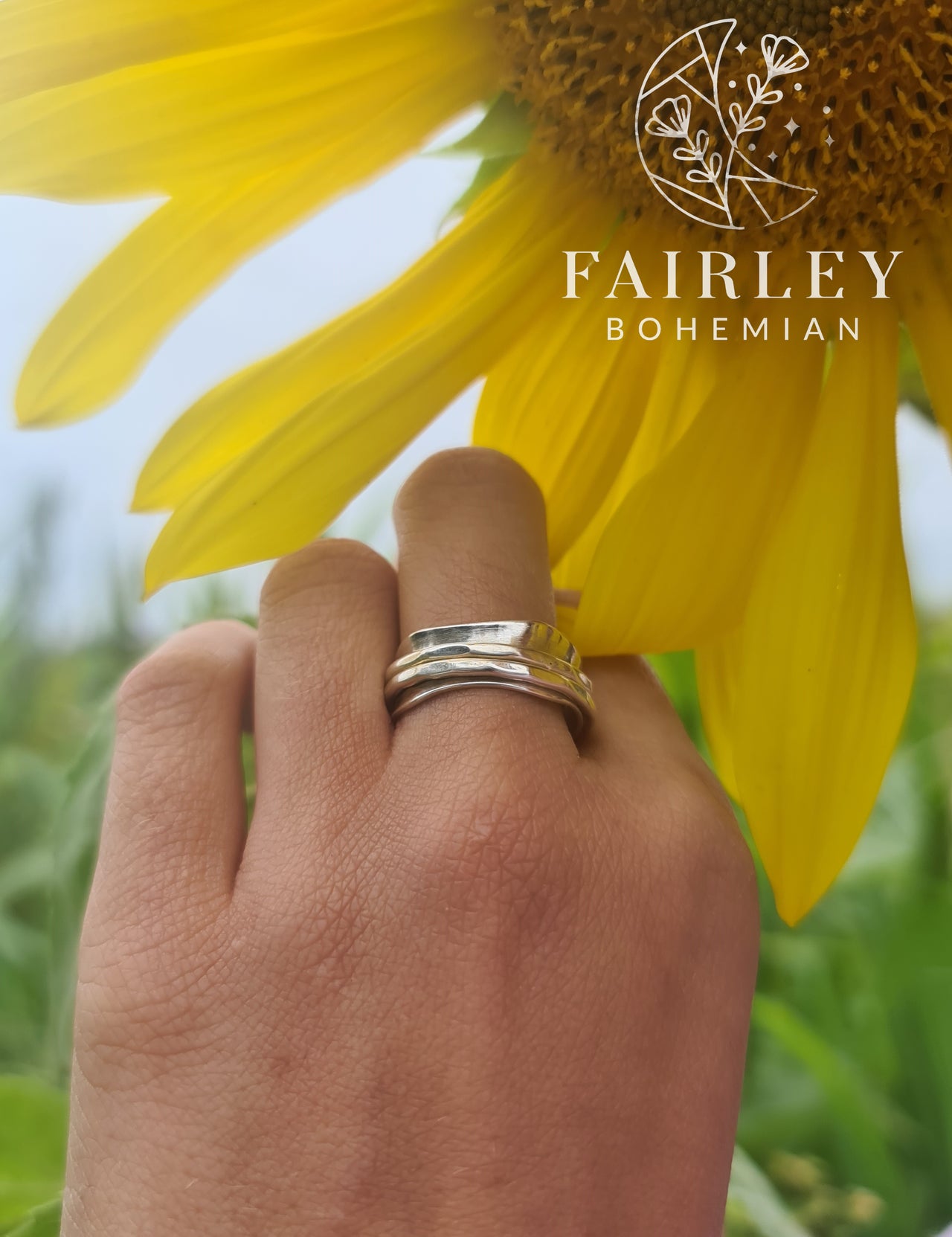bohemian spinner ring solid silver 925 sterling spinning ring anxiety ring or fidget ring