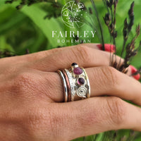 Thumbnail for bohemian gemstone spinner ring anxiety ring boho jewellery