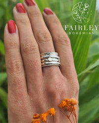 Thumbnail for bohemian spinner ring anxiety fidget worry ring in solid sterling silver