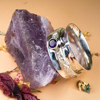 Thumbnail for purple tourmaline spinner ring on raw gemstone