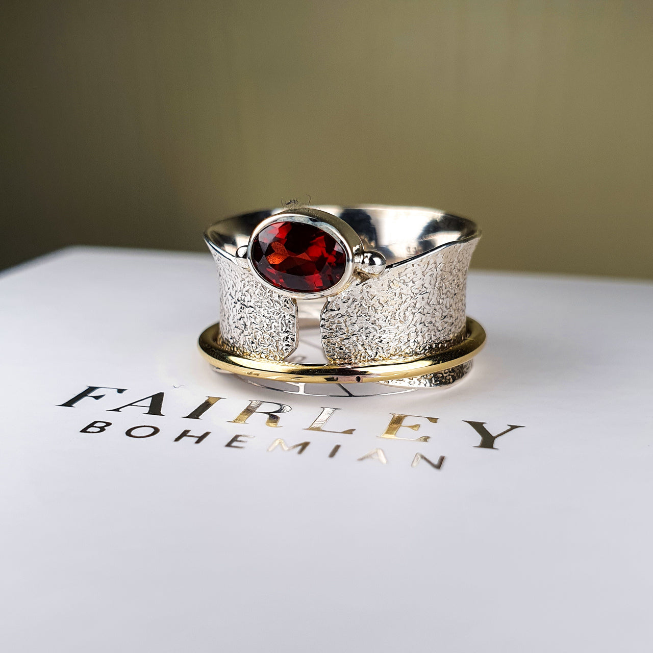 garnet gemstone spinner ring january birthstone