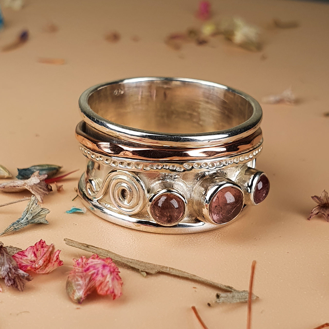 tourmaline gemstone spinner ring