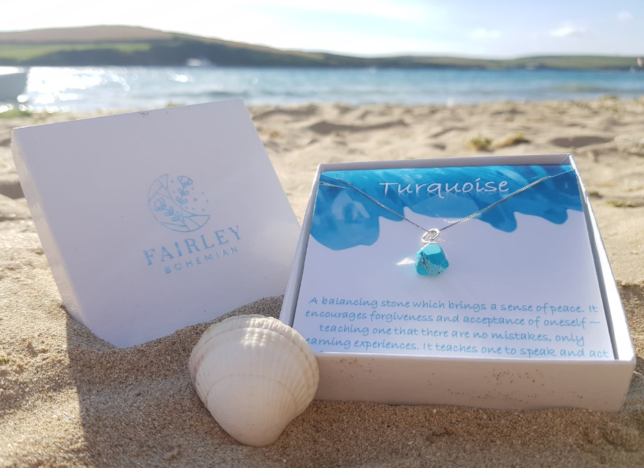 raw gemstone birthstone personalised necklace gift turquoise december