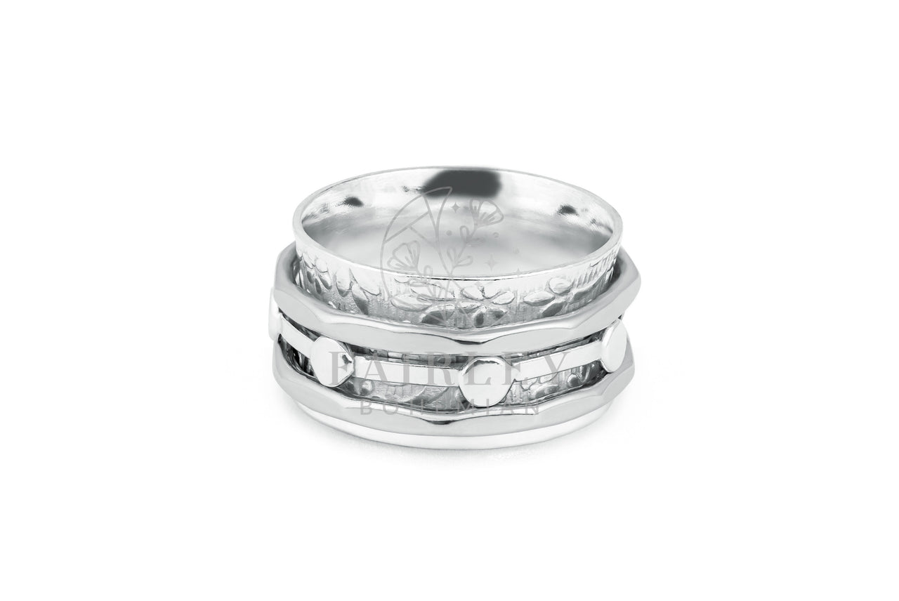 bohemian spinner ring anxiety fidget worry ring in solid sterling silver