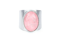 Thumbnail for rose quartz october birthstone statement ring solid silver large stone thick band