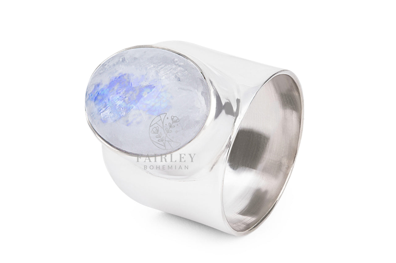 moonstone june birthstone statement ring solid silver large gemstone