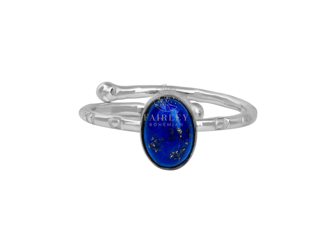 lapis lazuli adjustable silver gemstone birthstone ring