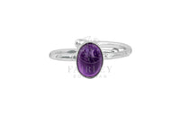 Thumbnail for amethyst rose quartz adjustable silver gemstone birthstone ring