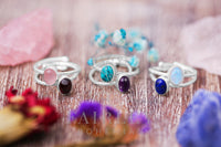 Thumbnail for | Anillo de piedras preciosas | Piedra de luna y cuarzo rosa |
