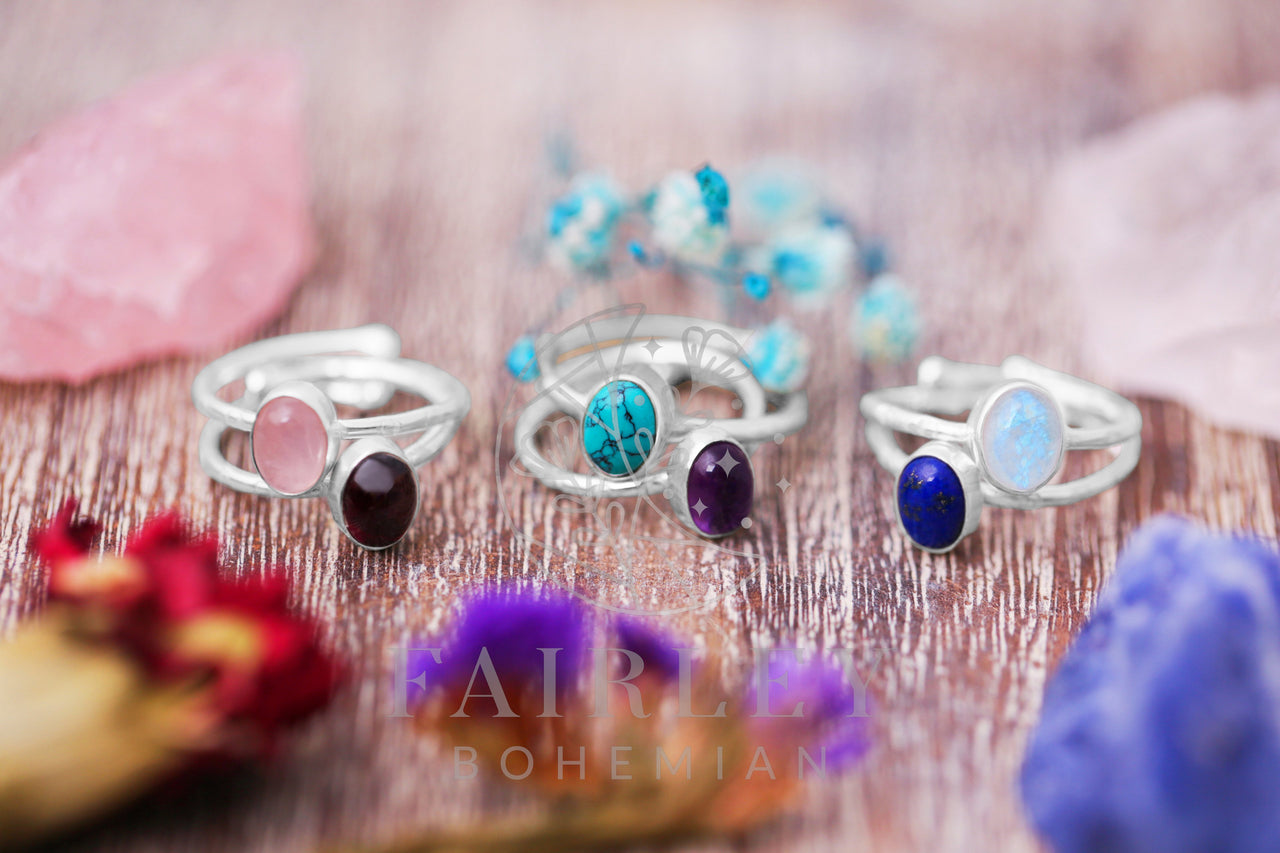 adjustable gemstone birthstone ring collection