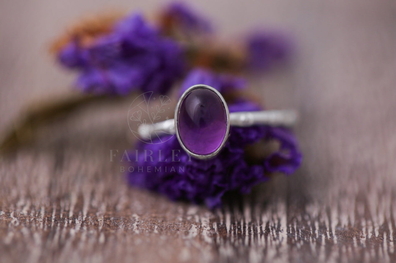 amethyst adjustable gemstone ring