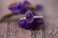 Thumbnail for amethyst february adjustable silver gemstone birthstone ring