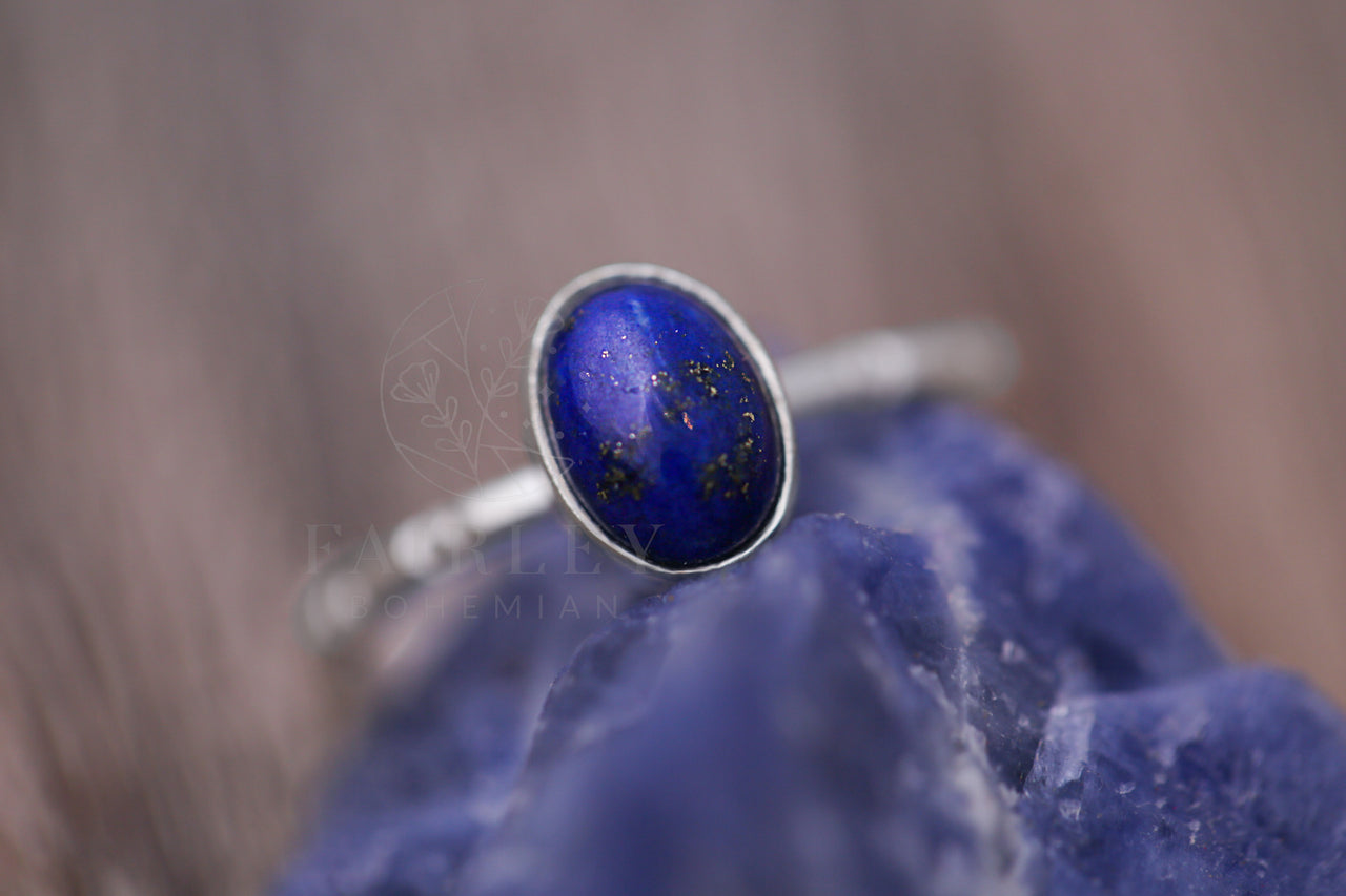 lapis lazuli september adjustable silver gemstone birthstone ring