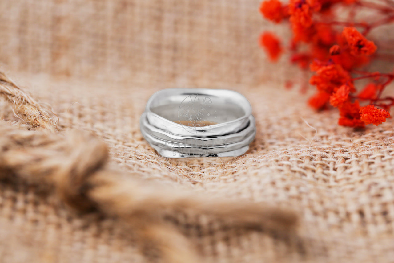 bohemian spinner ring solid silver 925 sterling spinning ring anxiety ring or fidget ring