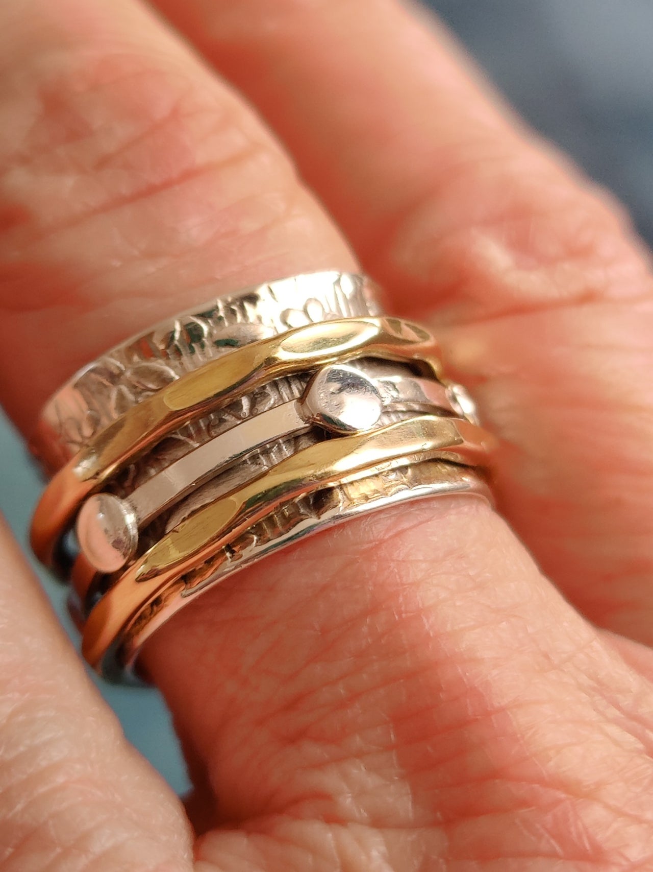 spinner ring handmade solid sterling 925 silver hand model