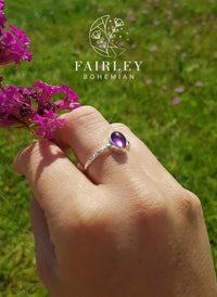 Thumbnail for amethyst adjustable gemstone ring