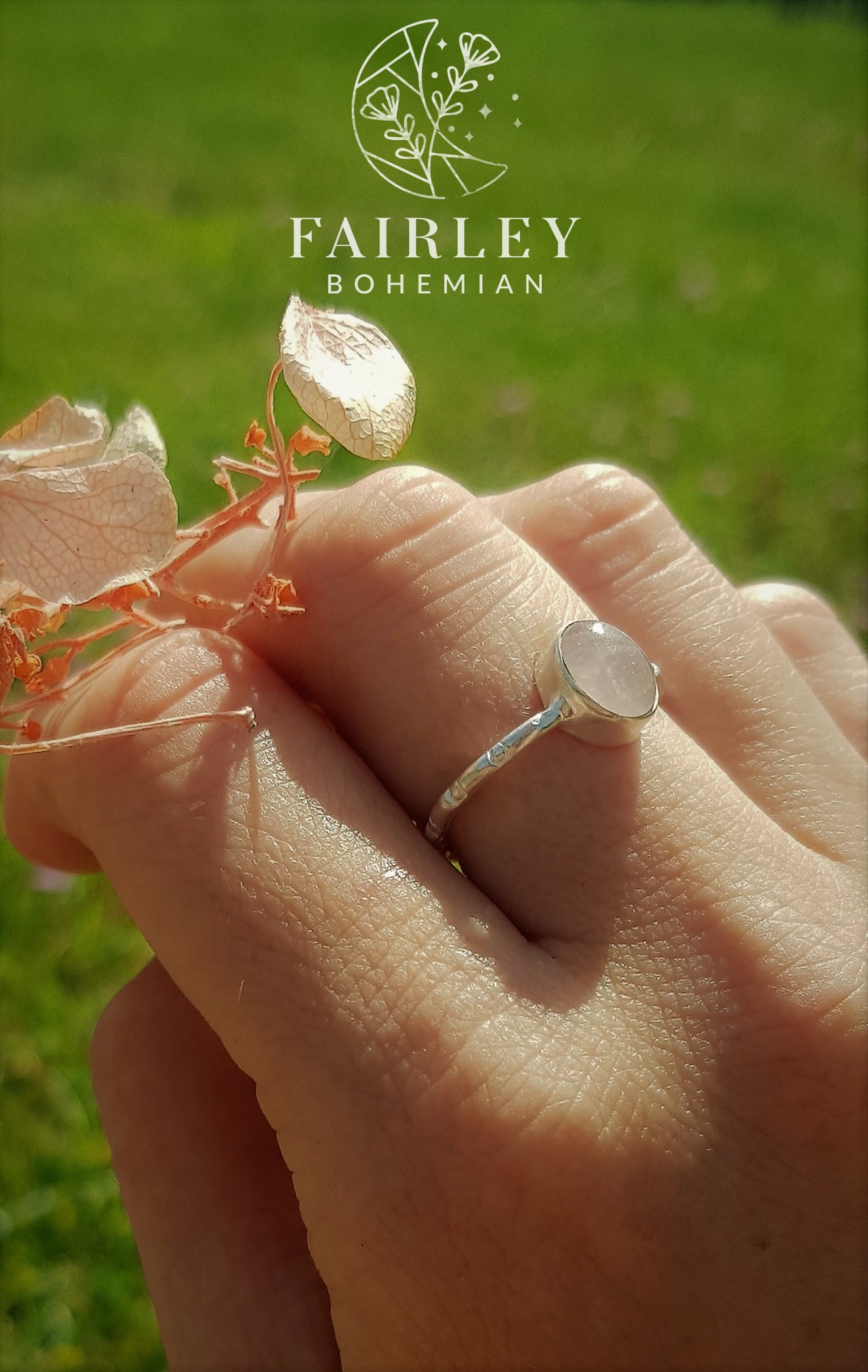 rose quartz adjustable gemstone ring