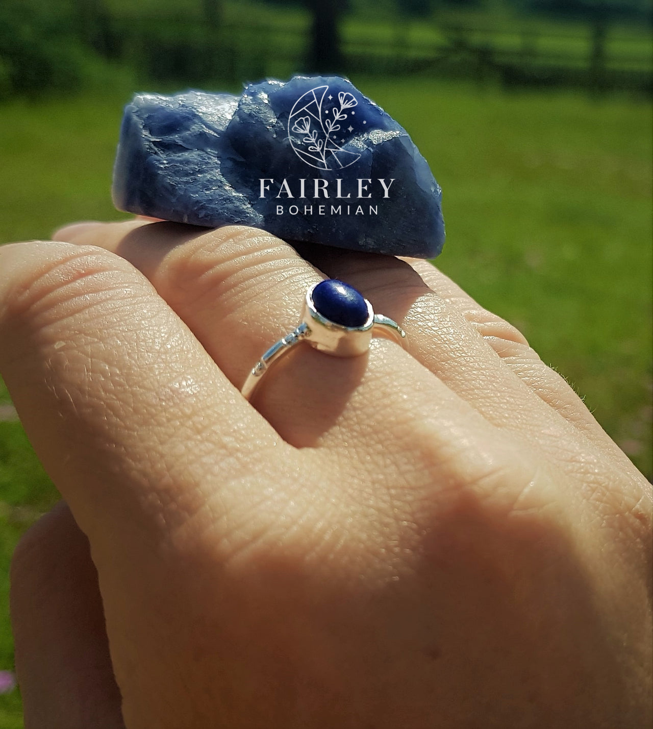 lapis lazuli adjustable gemstone ring