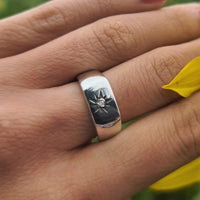 Thumbnail for man made lab grown diamond set in sterling silver signet ring