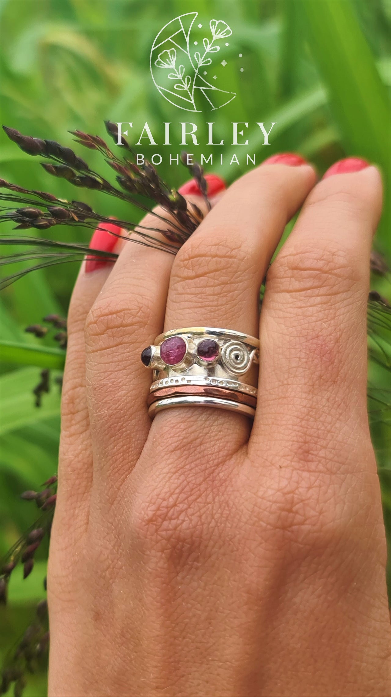 bohemian gemstone spinner ring anxiety ring boho jewellery