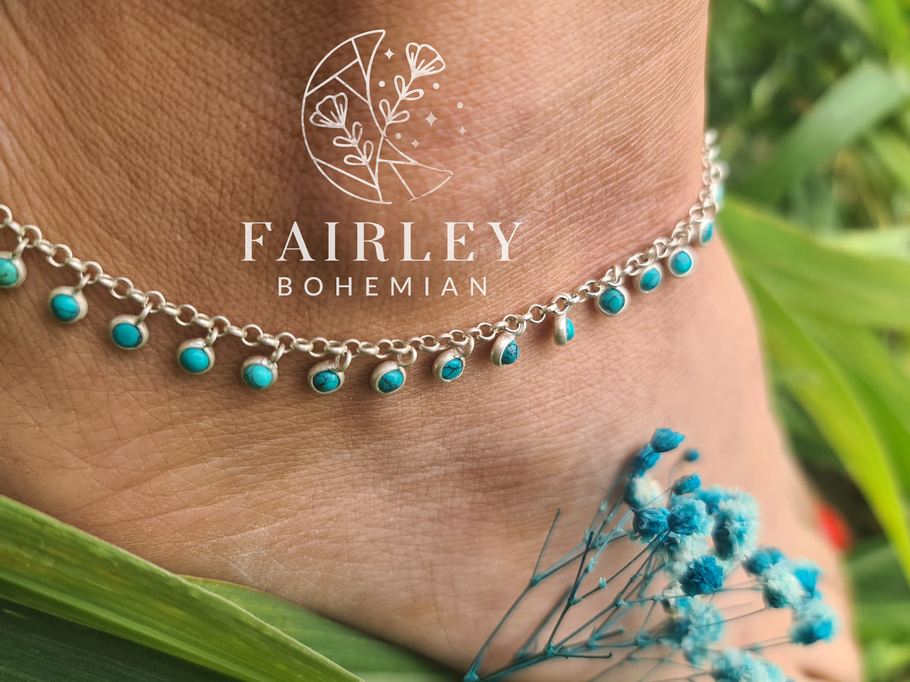 turquoise anklet bohemian gemstone style