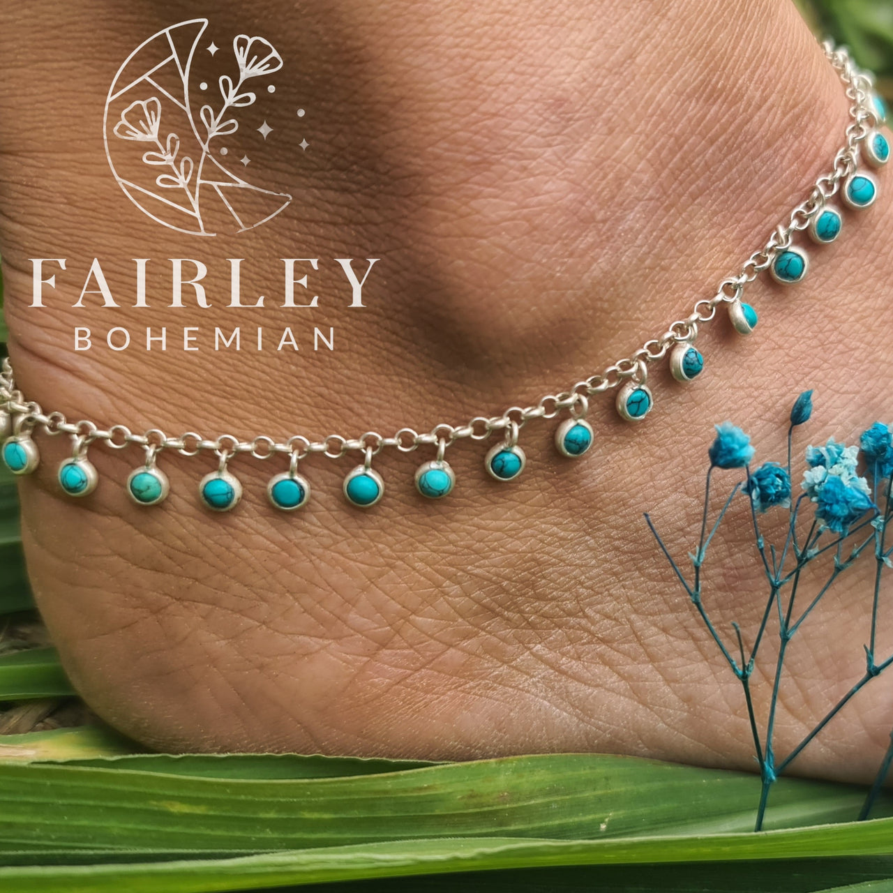 turquoise anklet bohemian gemstone style