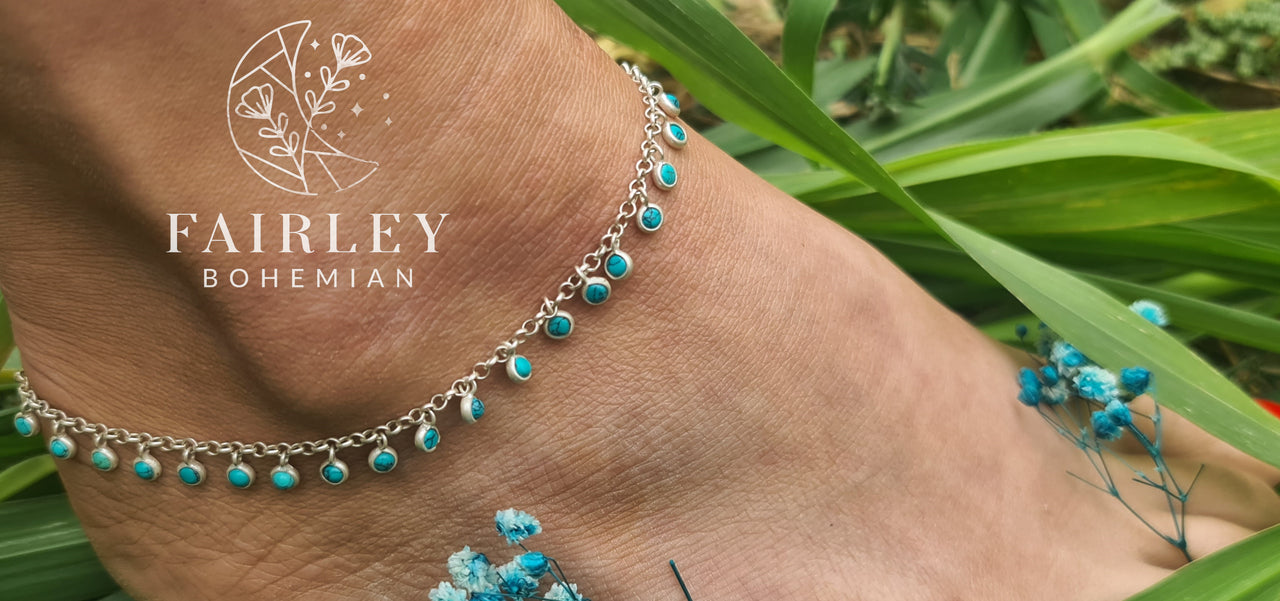 turquoise anklet bohemian gemstone style