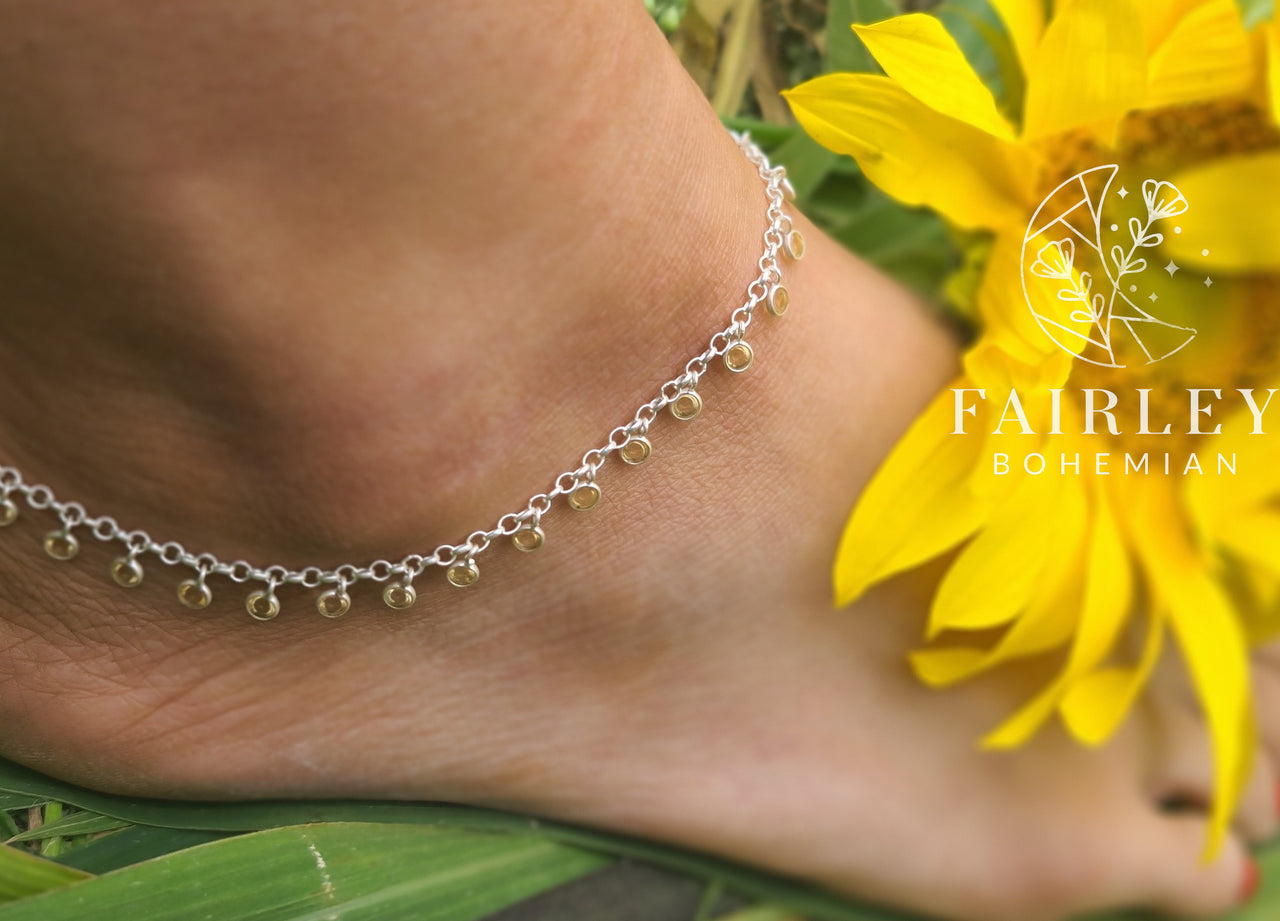 Citrine anklet bohemian gemstone style