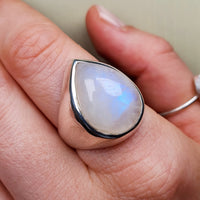 Thumbnail for moonstone ring june birthstone teardrop sterling silver bohemian ring