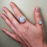 Thumbnail for moonstone ring june birthstone teardrop sterling silver bohemian ring