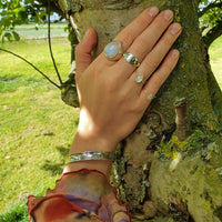 Thumbnail for teardrop moonstone ring sterling silver adjustable ring boho