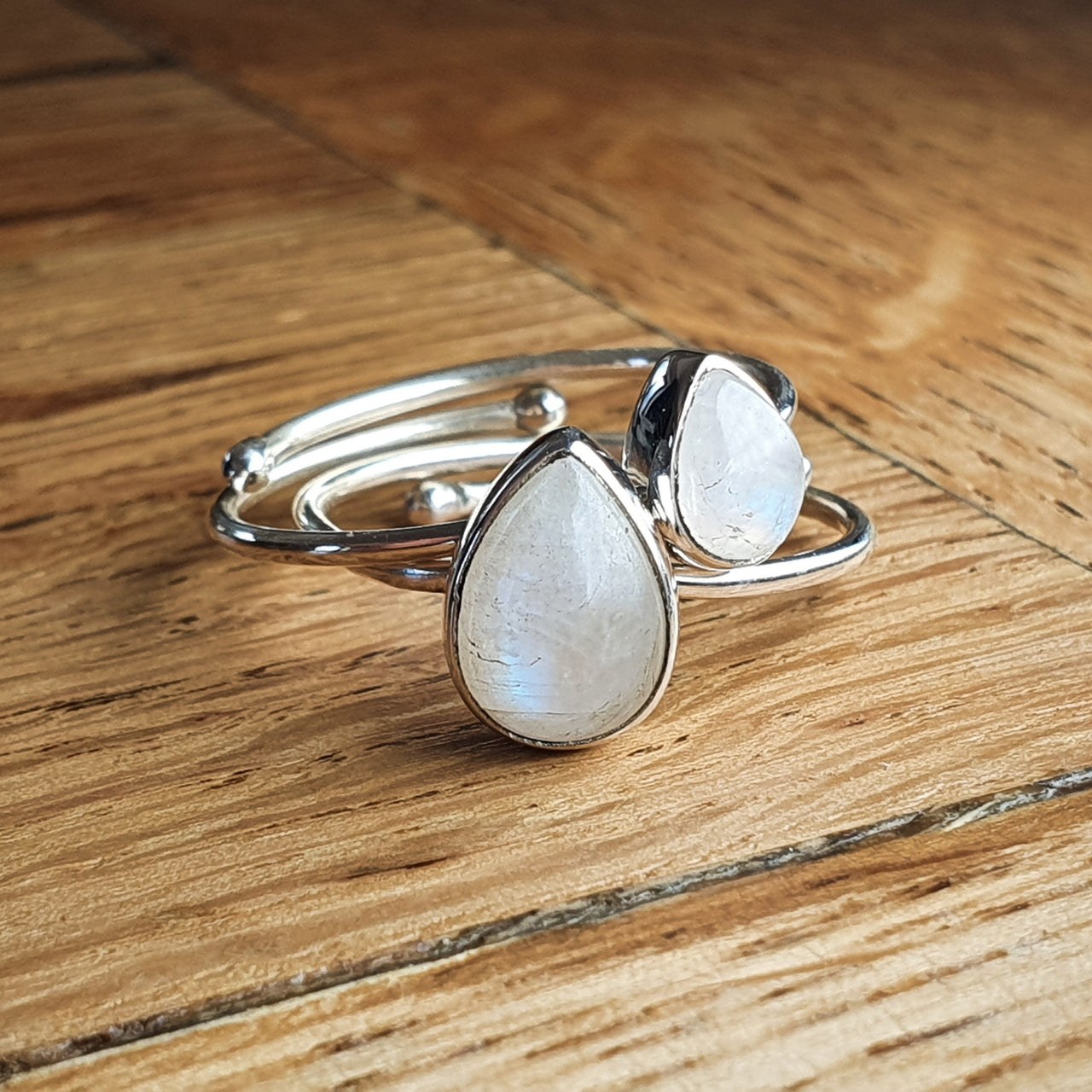 teardrop moonstone ring sterling silver adjustable ring boho
