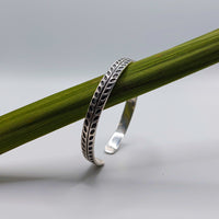 Thumbnail for adjustable unisex bangle with leaf pattern