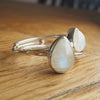 video teardrop moonstone ring sterling silver adjustable ring boho