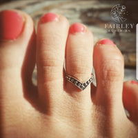 Thumbnail for bohemian festival toe ring on foot model adjustable sterling silver