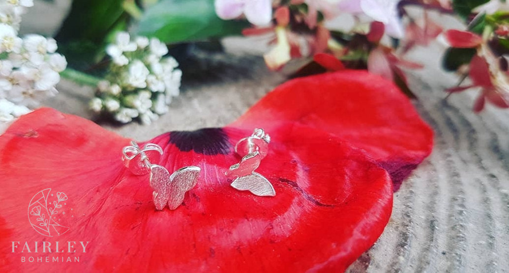 butterfly stud earrings sterling silver