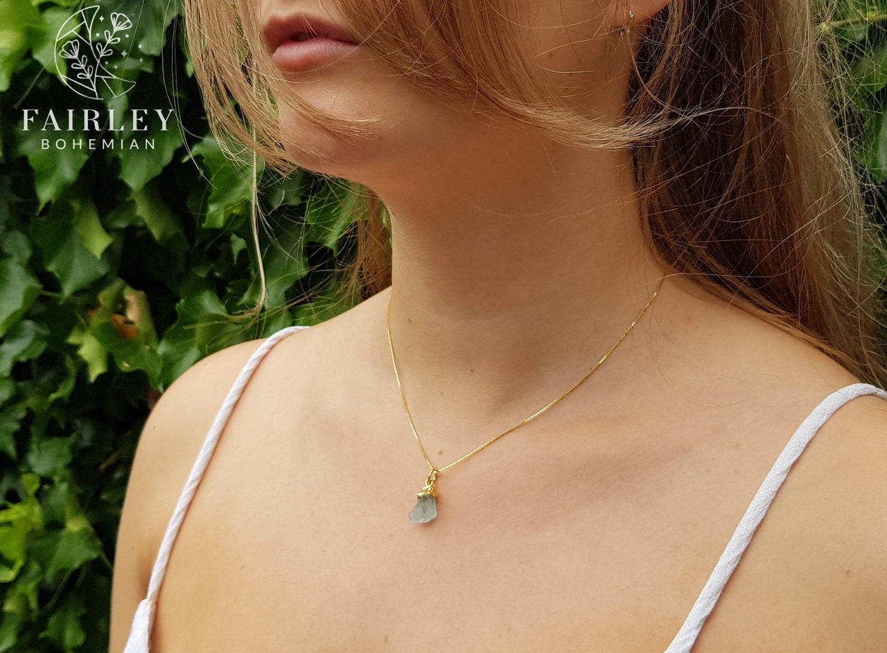 raw gemstone birthstone personalised necklace gift
