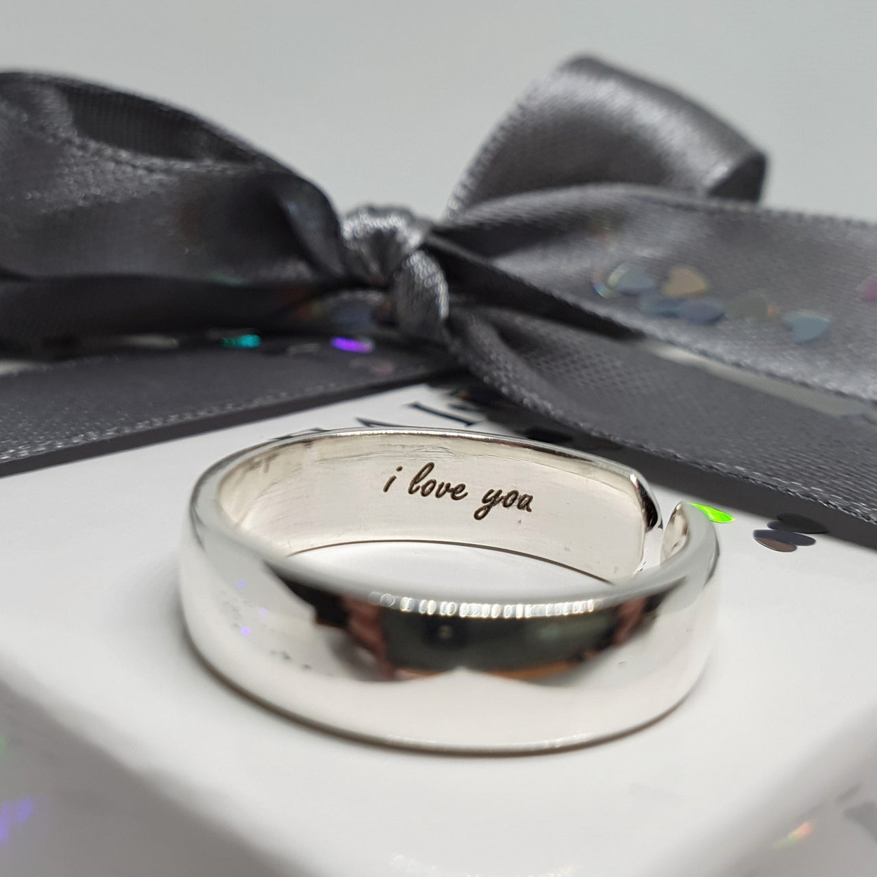 engraved band ring silver i love you valentines day gift wrap anniversary promise ring