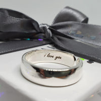 Thumbnail for engraved band ring silver i love you valentines day gift wrap anniversary promise ring